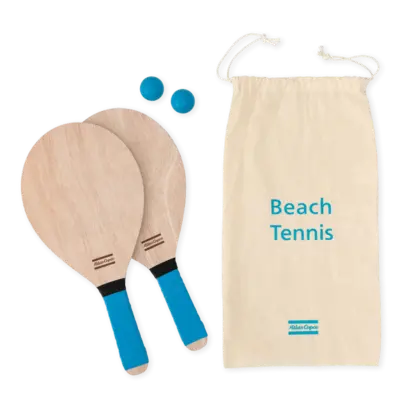 beach tennis with atlas copco logo