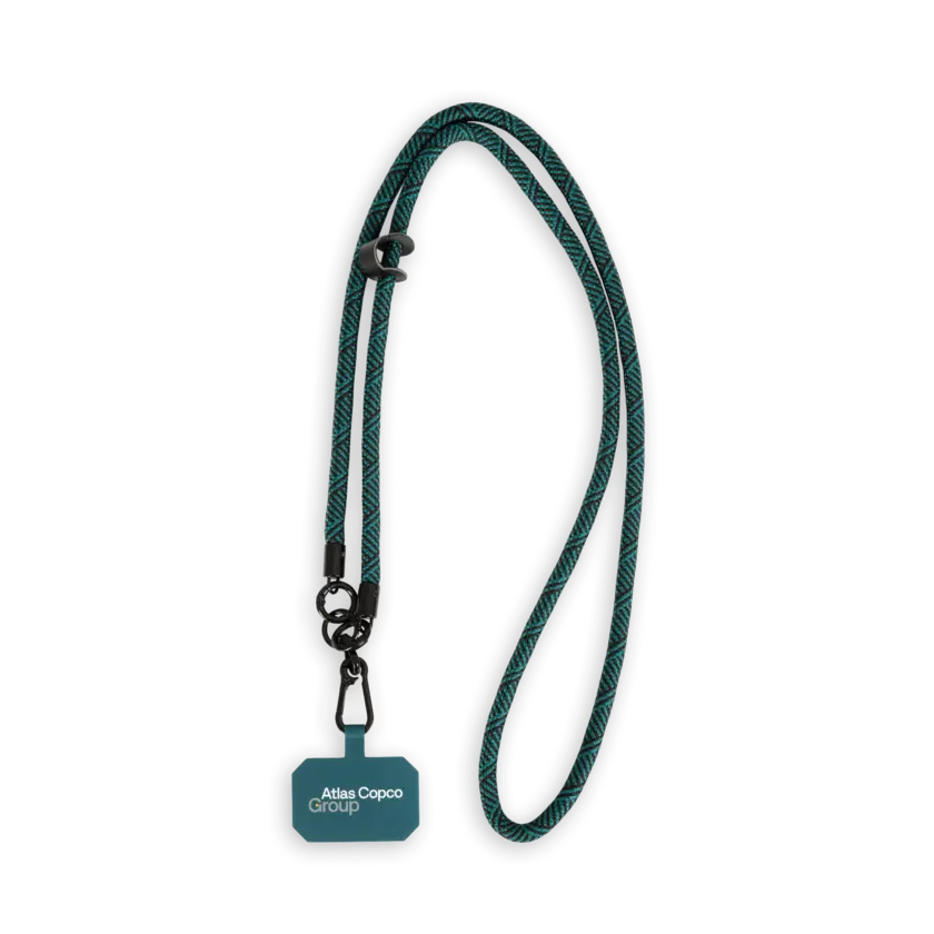 phone strap with atlas copco group logo