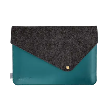 Teal laptop sleeve with polyester lid