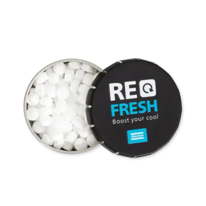 mint pastilles with atlas copco logo open