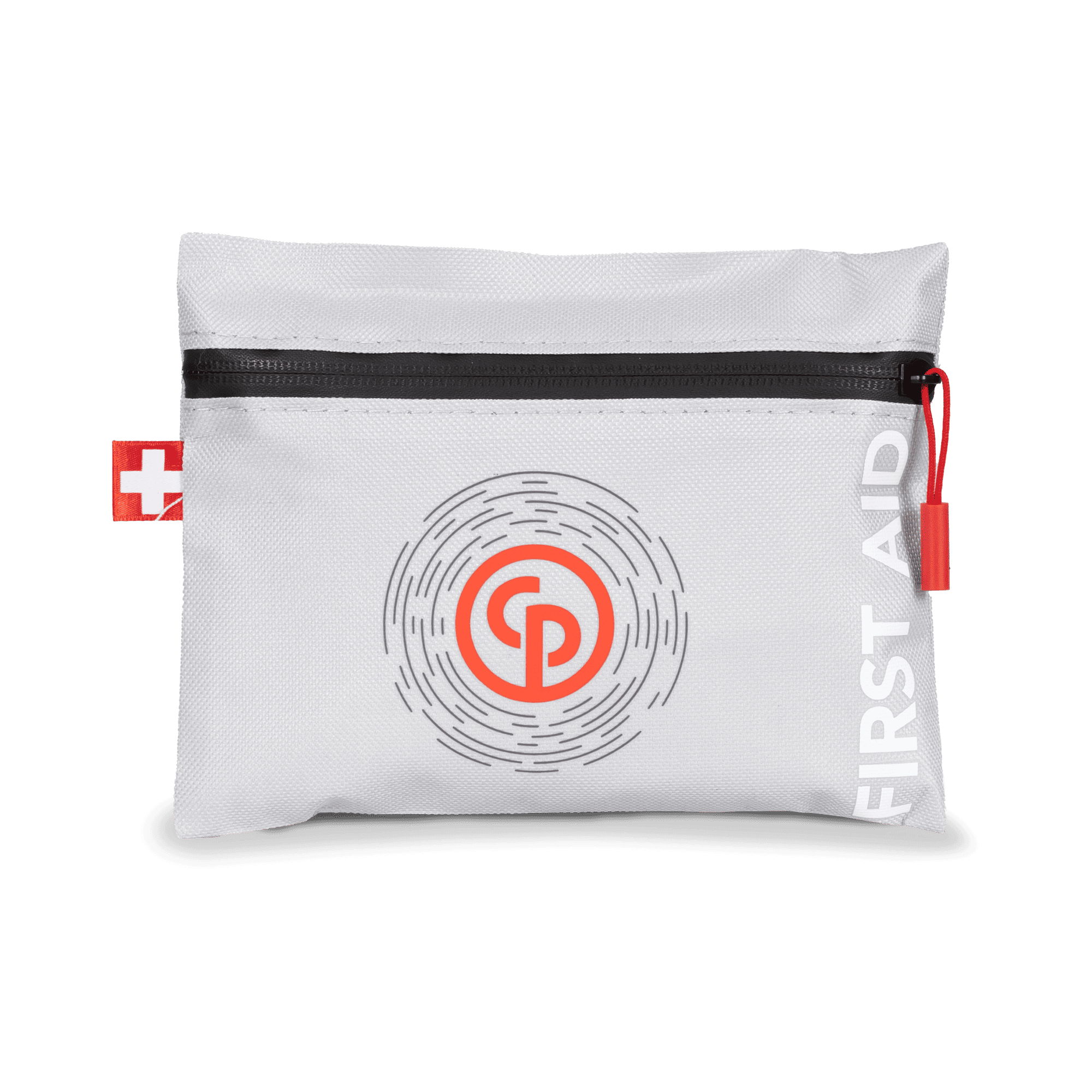 white first aid kit with chicago pneumatic logo in red