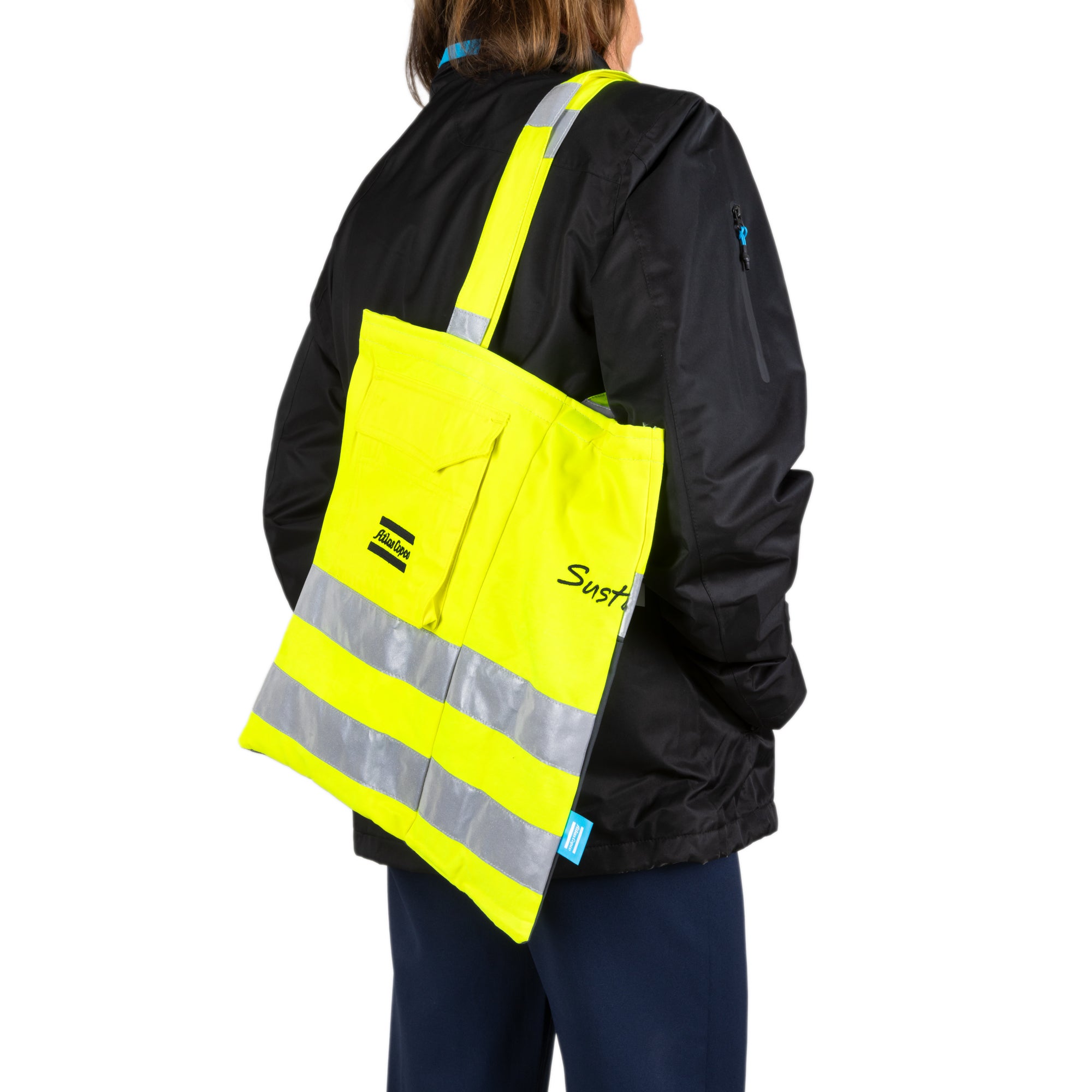 high vis recycled tote bag