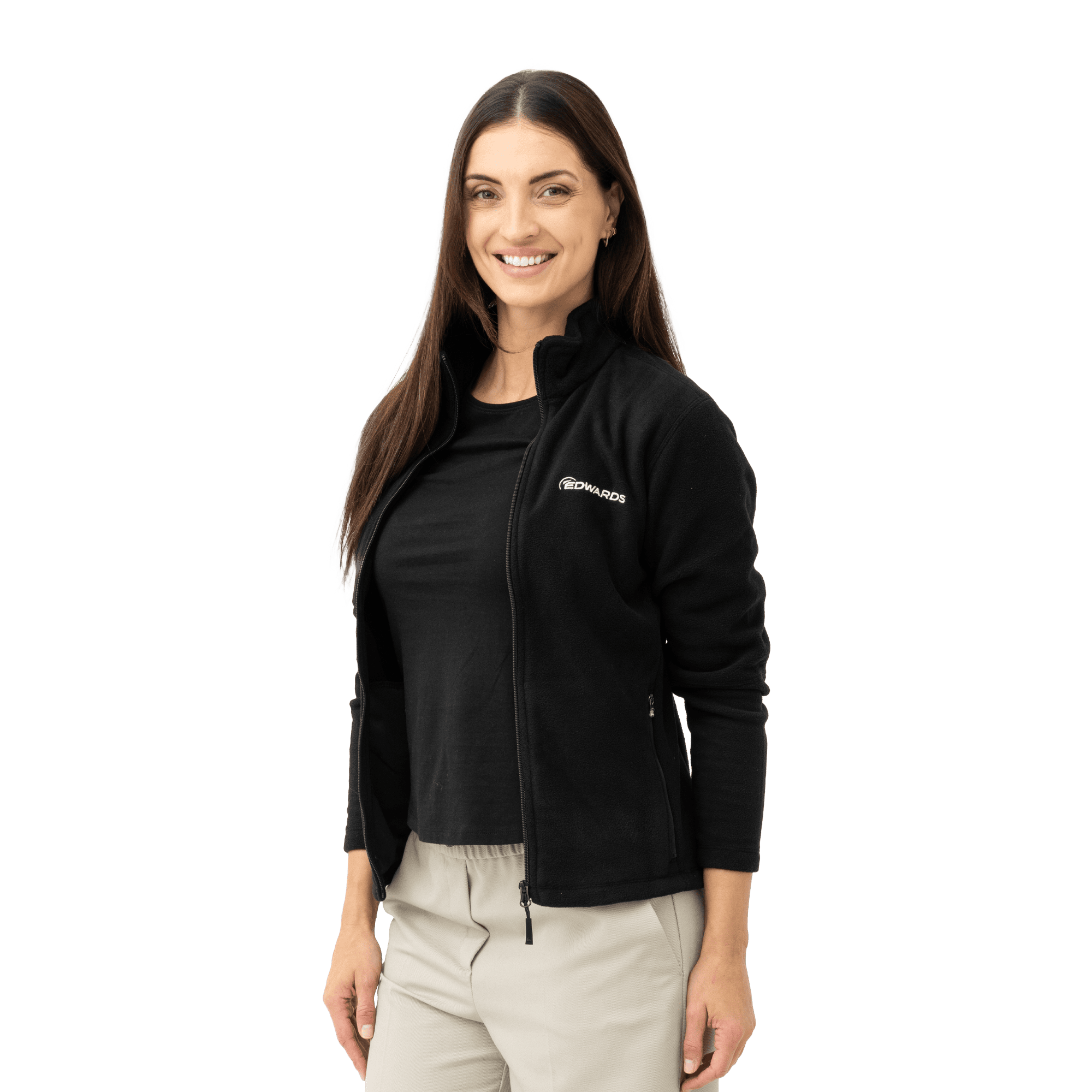 Black jacket with white logo