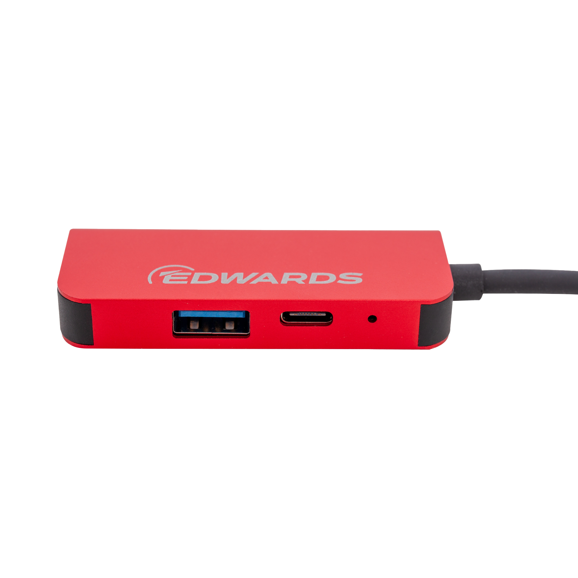 red usb hub with white edwards logo usb and usbc outlet