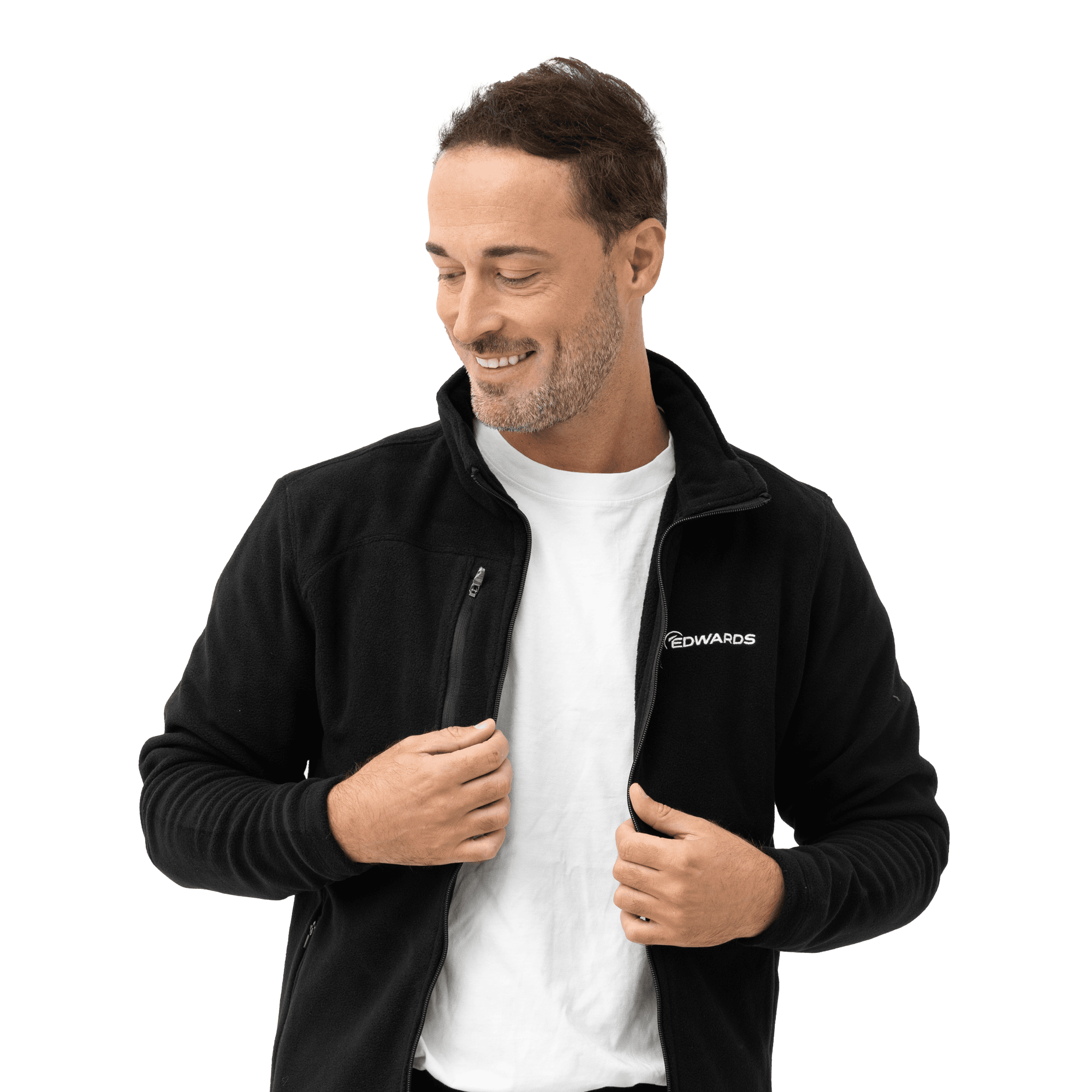 Black jacket with white logo