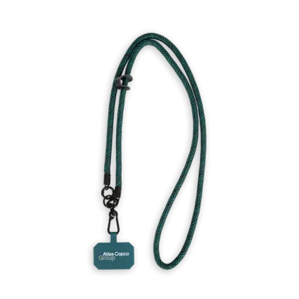 phone strap with atlas copco group logo