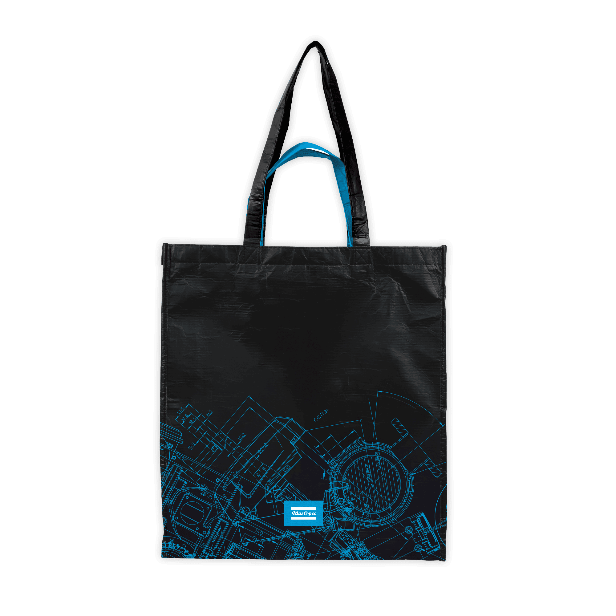 shopping bag with atlas copco logo front