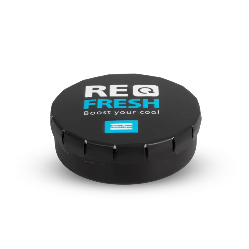 mint pastilles with atlas copco logo open closed