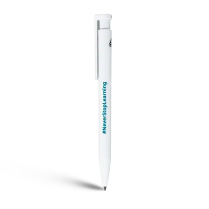 pen with never stop learning logo