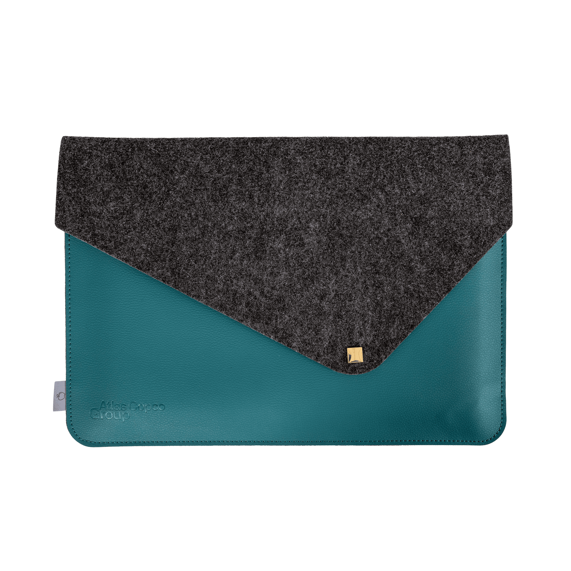 Teal laptop sleeve with polyester lid