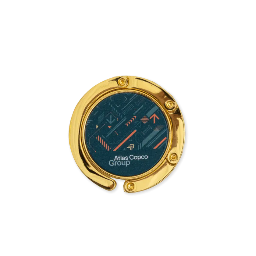 bag hanger with atlas copco group logo