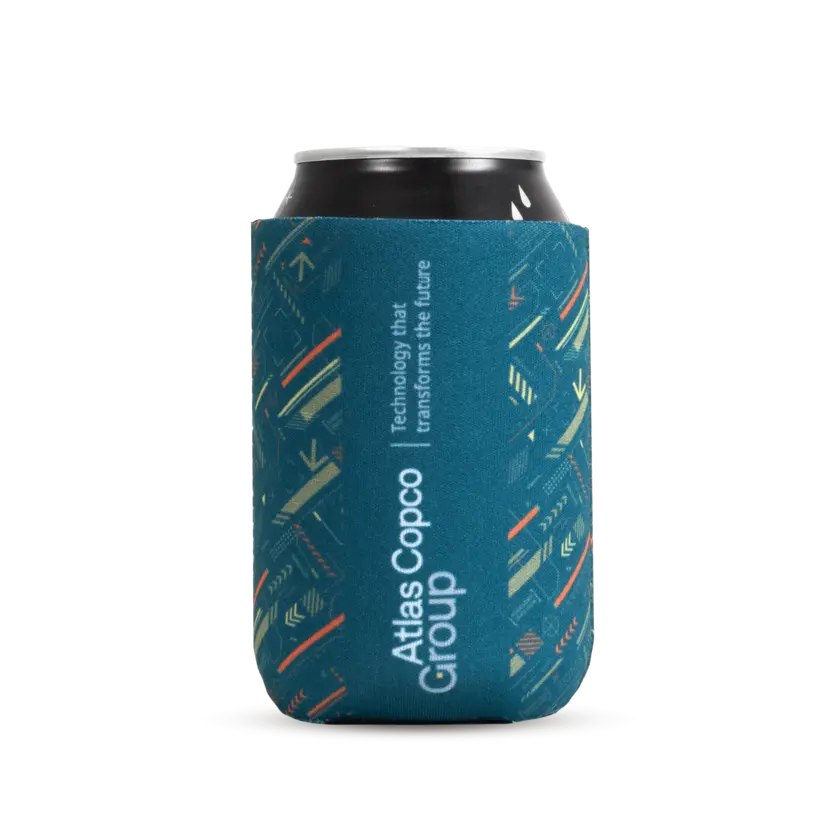 can cooler with atlas copco group logo and pattern