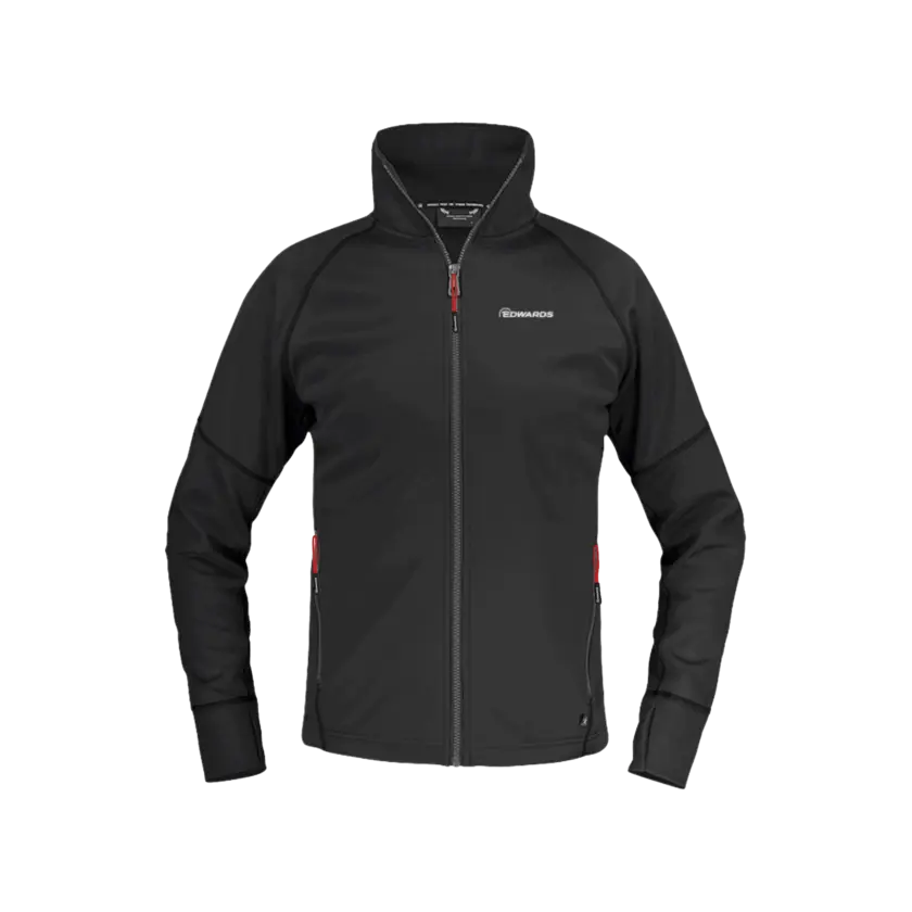 black jacket with white edwards logo