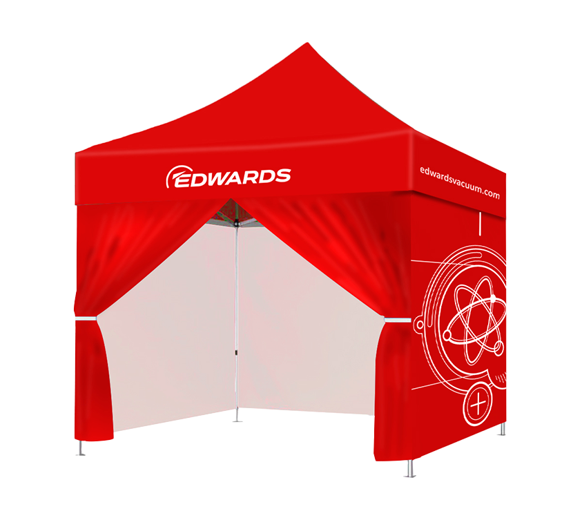 red edwards event tent with walls and door