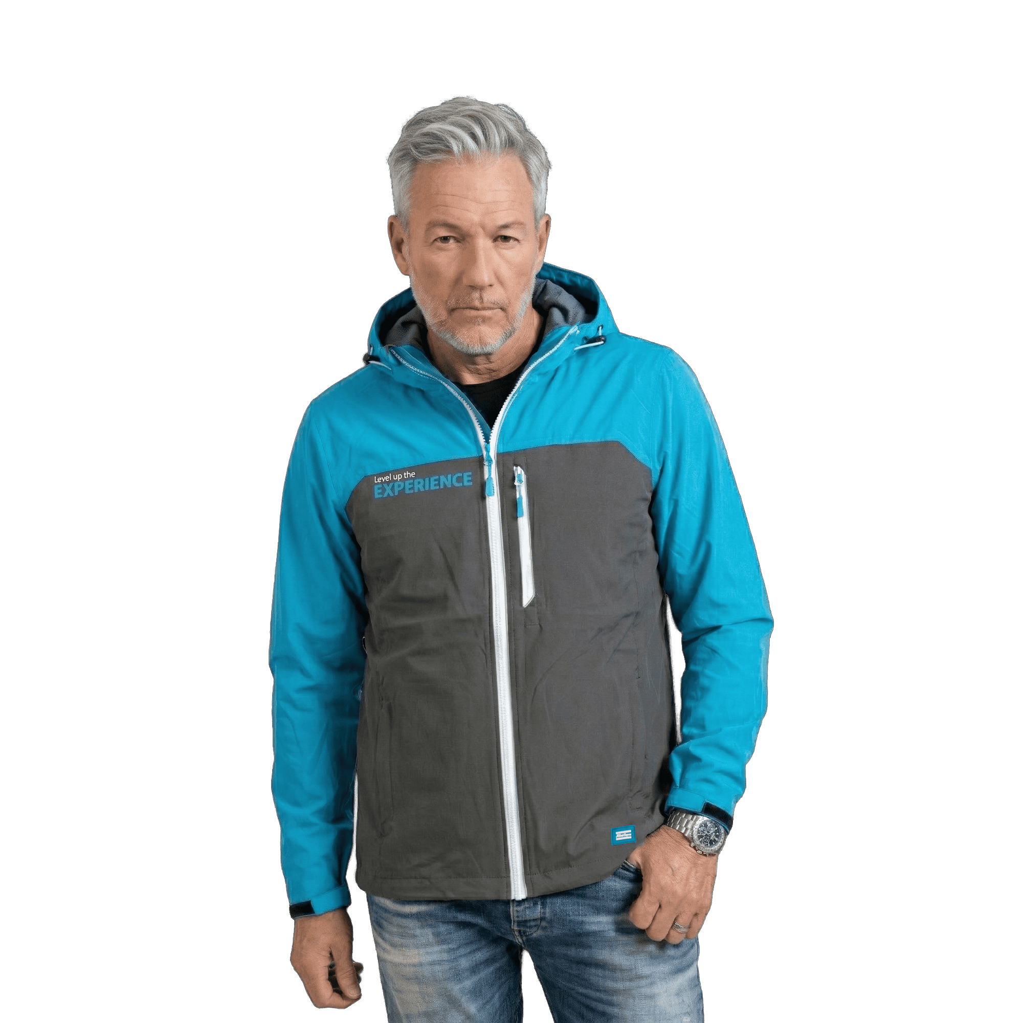 blue and grey active jacket