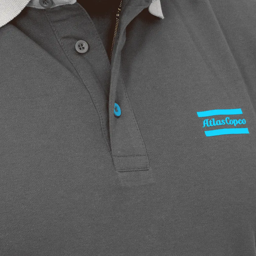 blue button and logo