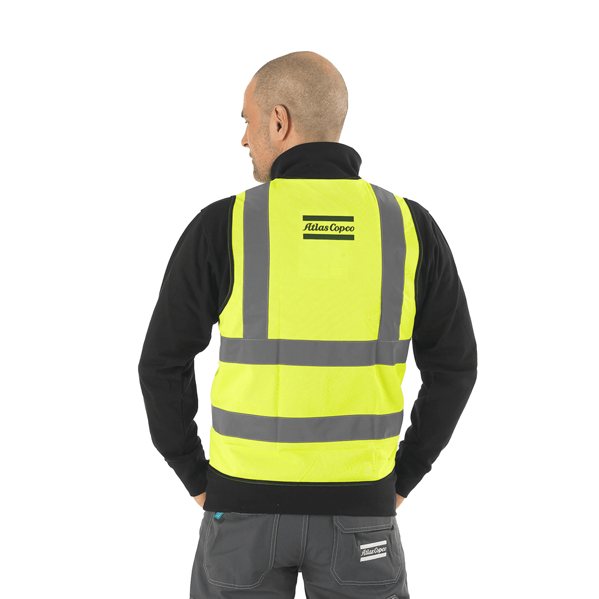 back of Atlas copco reflective vest