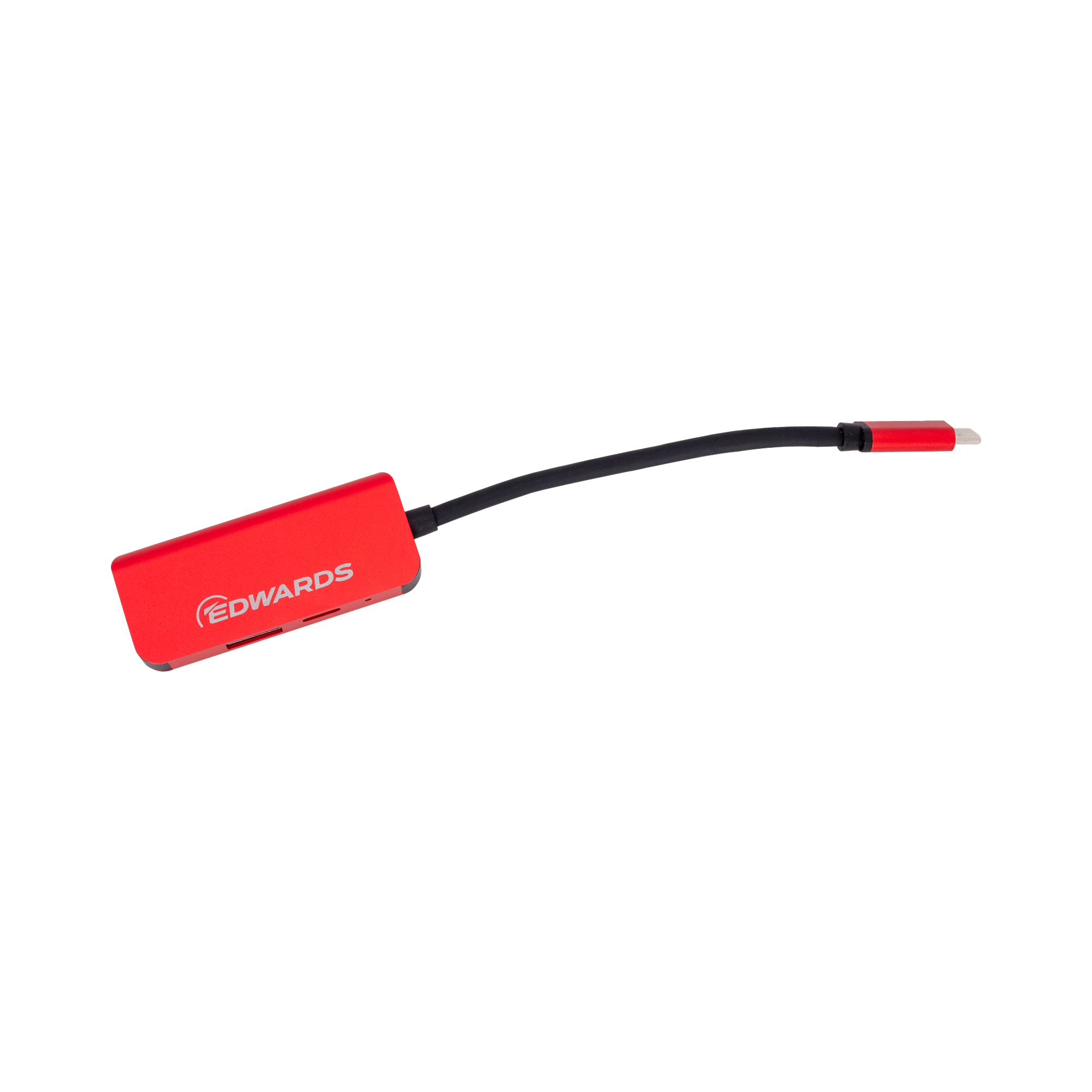 red usb hub with white edwards logo
