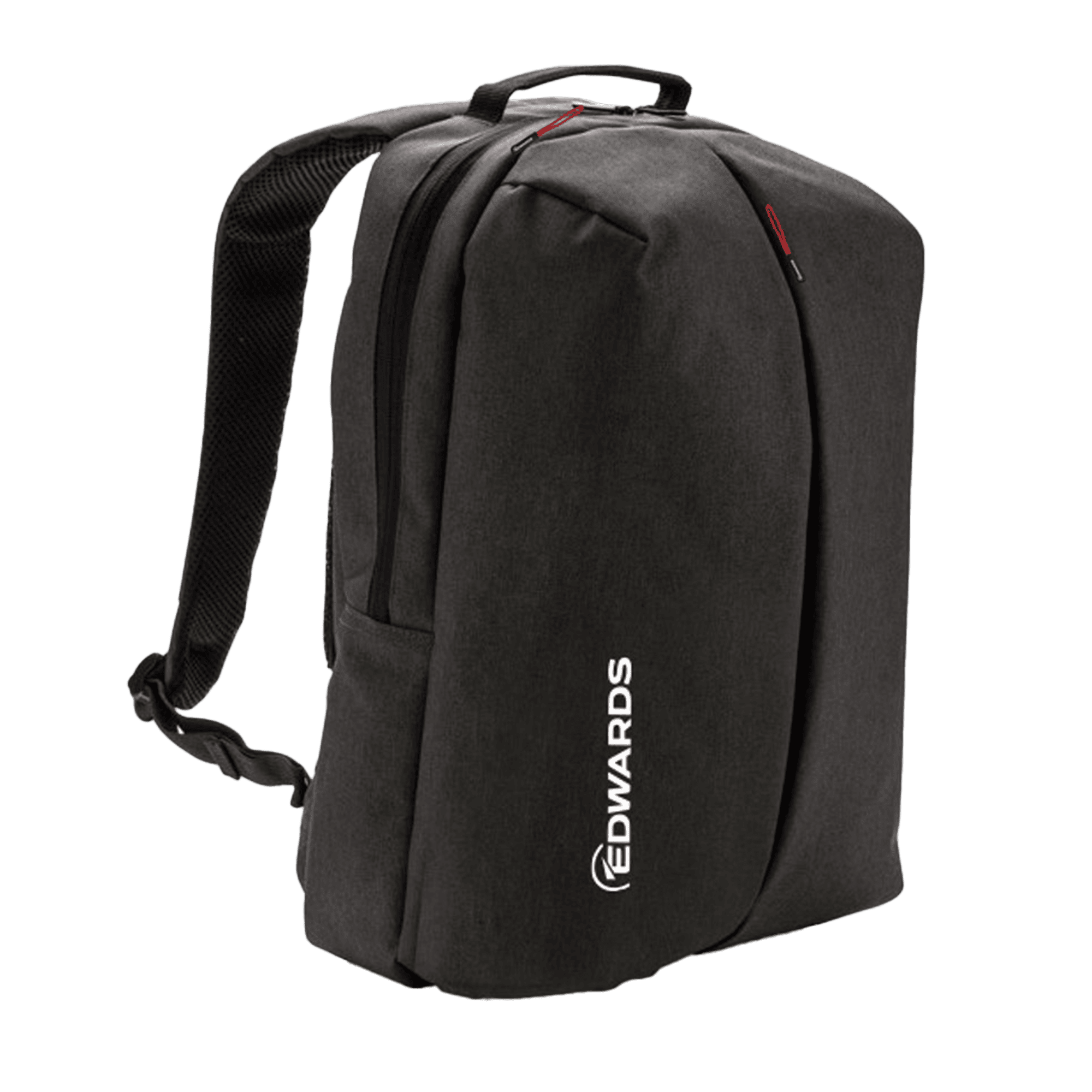 black backpack with white edwards logo