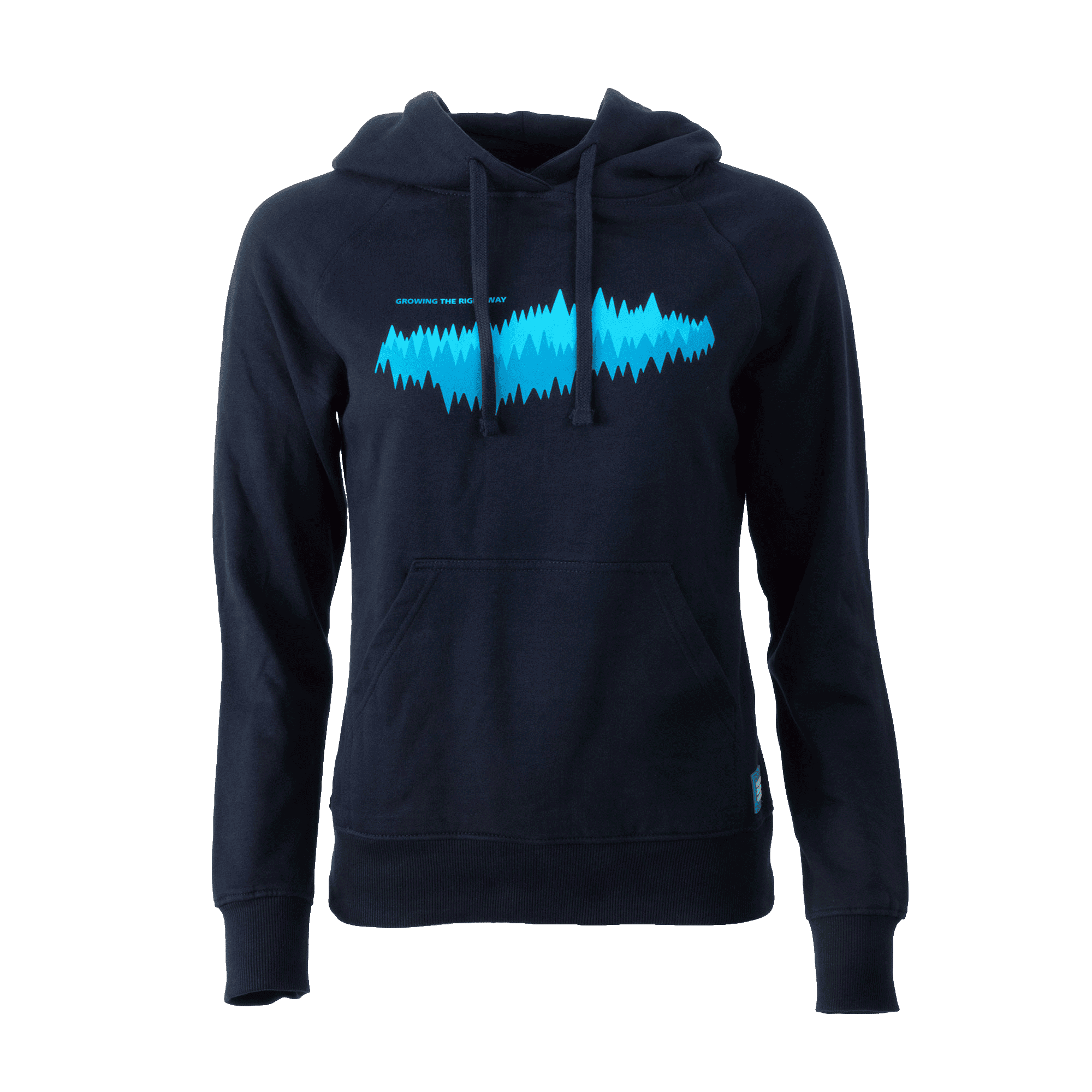 navy hoodie with gtrw pattern and atlas copco box logo