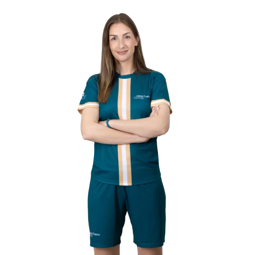 soccer jersey clothes with atlas copco group logo