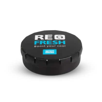 mint pastilles with atlas copco logo open closed