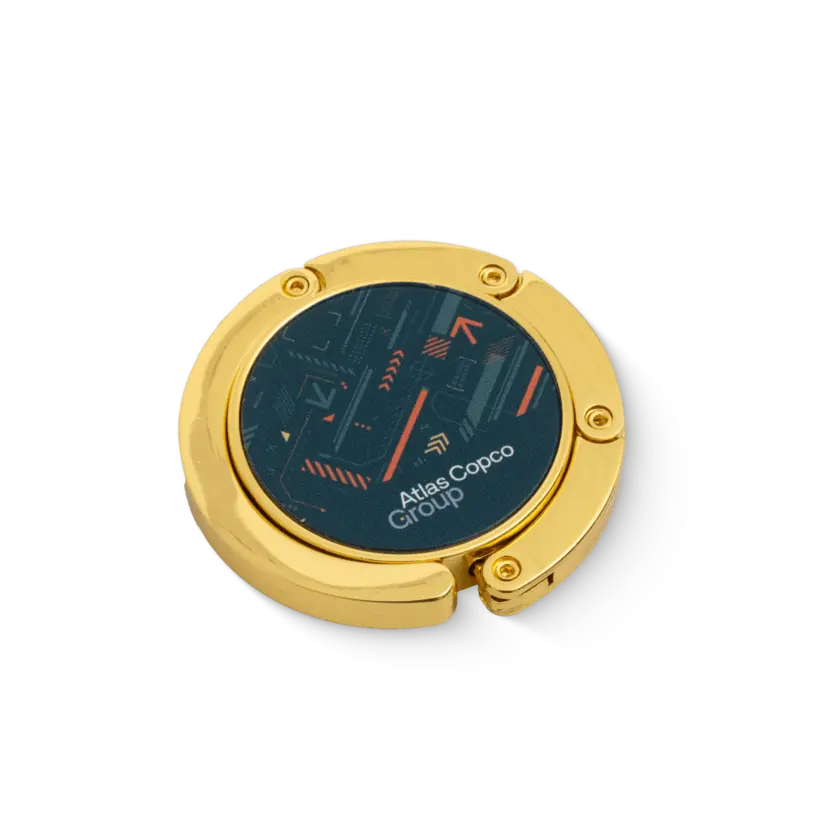 bag hanger with atlas copco group logo