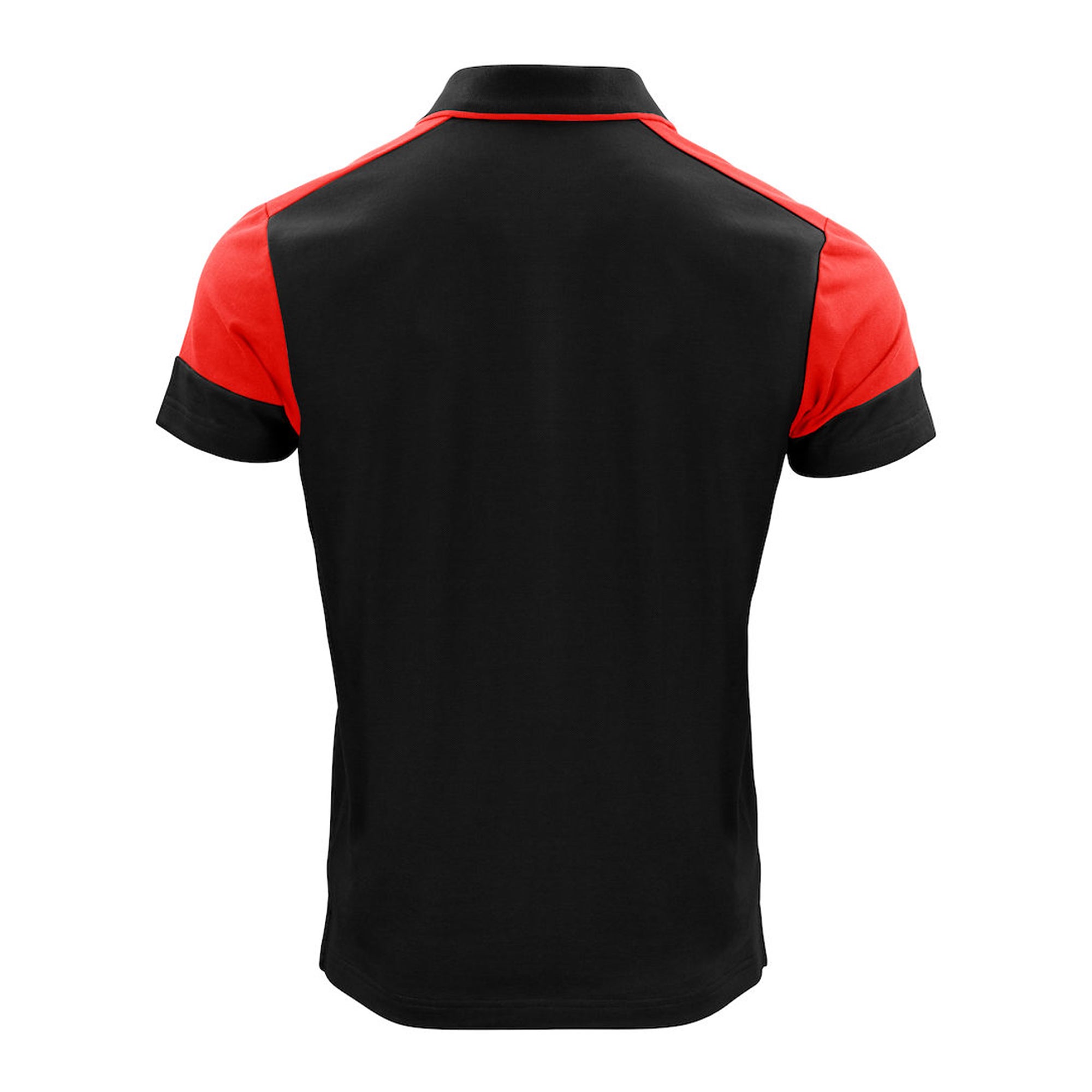 black desoutter polo with red sleeves