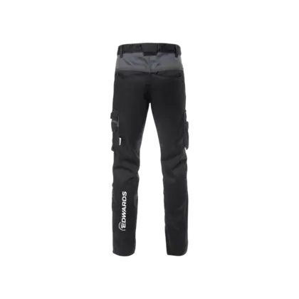 Workpants in black and grey with white edwards logo on calf