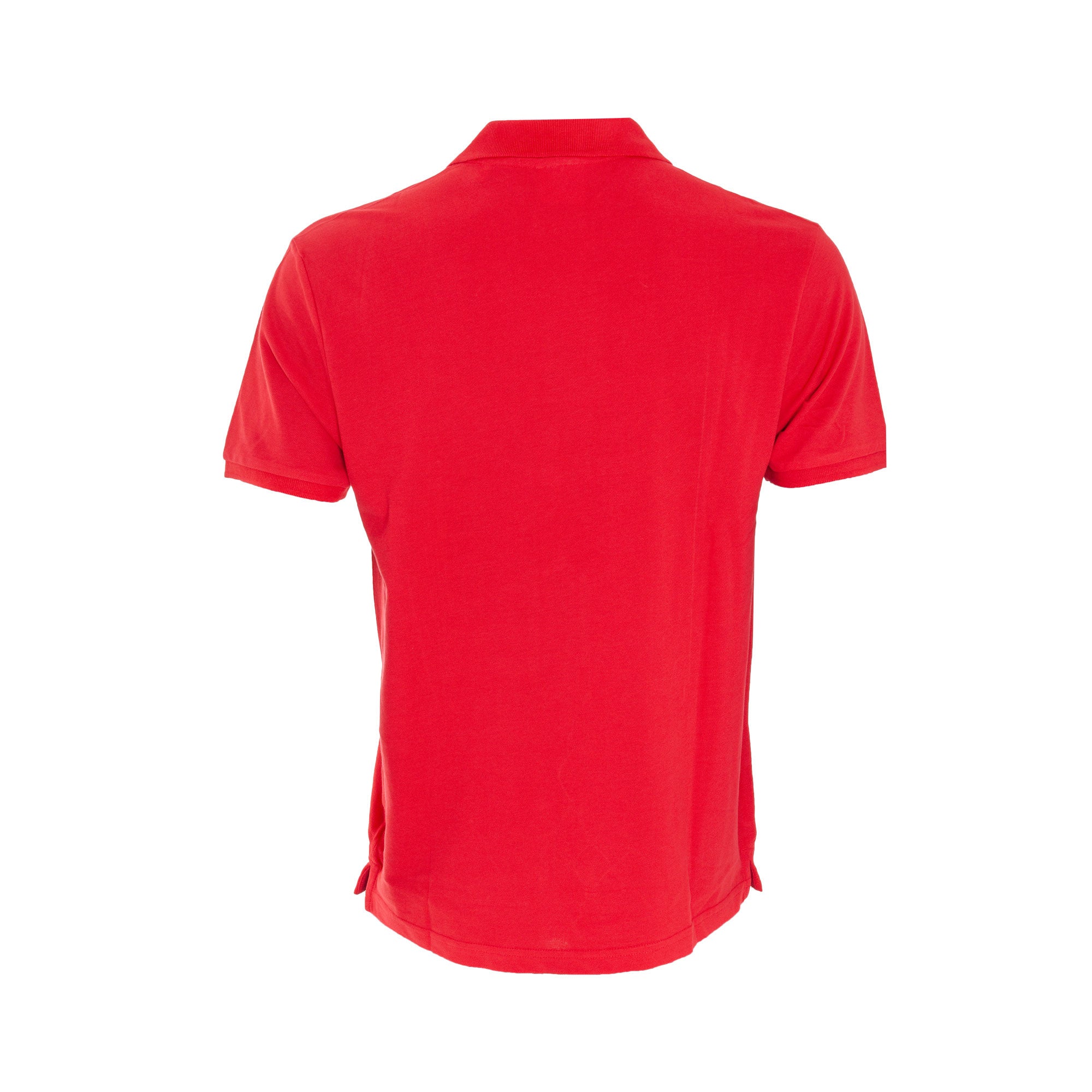 red edwards polo with white logo backside